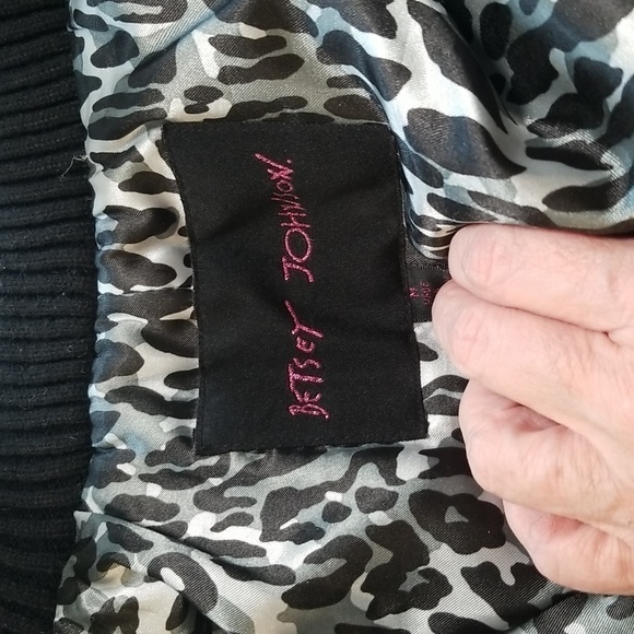 Betsey Johnson Anorak Funnel Neck Jacket Womens Size Medium Fun Leopard Lining - Picture 8 of 8